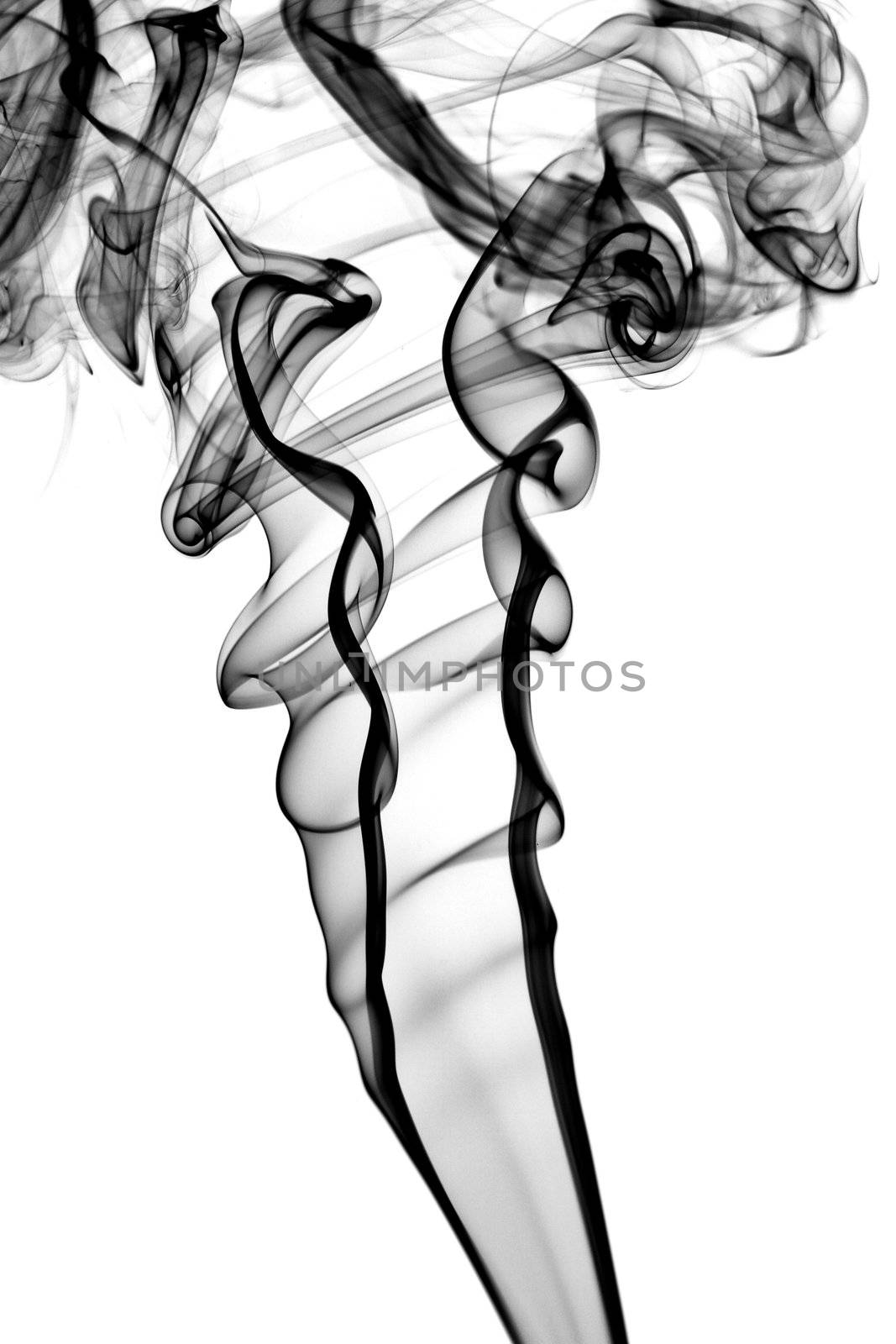 Abstract black smoke. Isolated on white background
