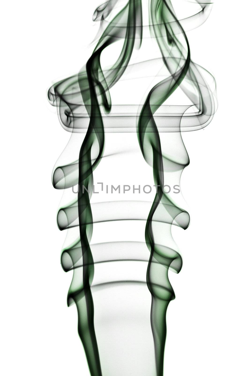 Abstract green smoke. Isolated on white background