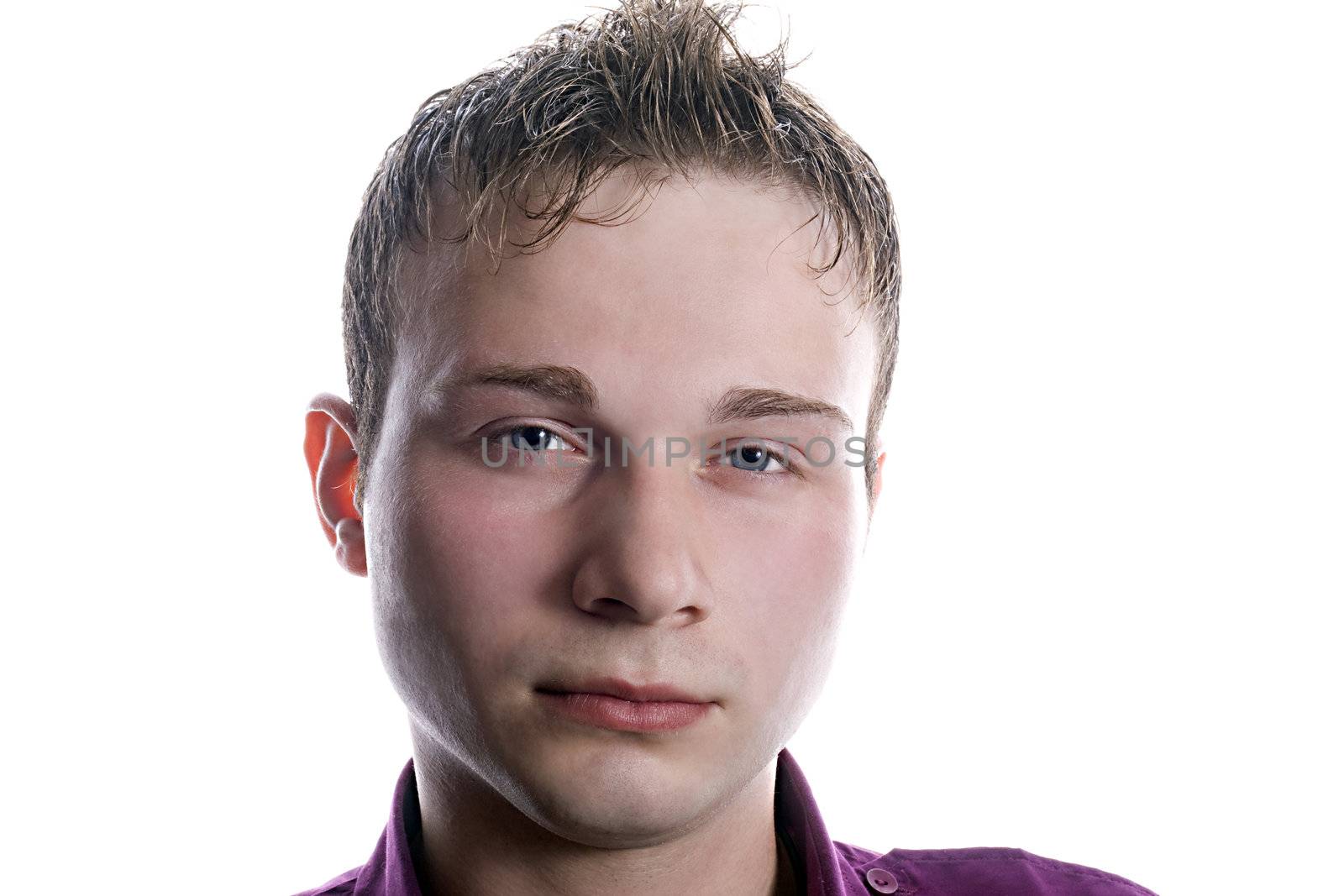 portrait of the young man. Isolated on white background