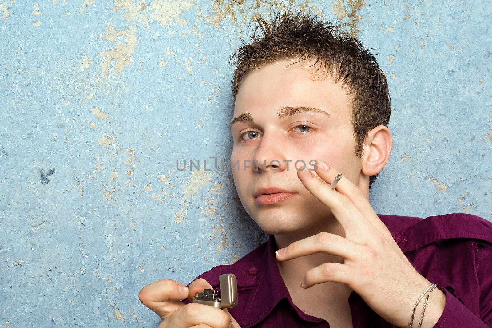 portrait of the young man with a cigarette and a lighter 2 by acidgrey