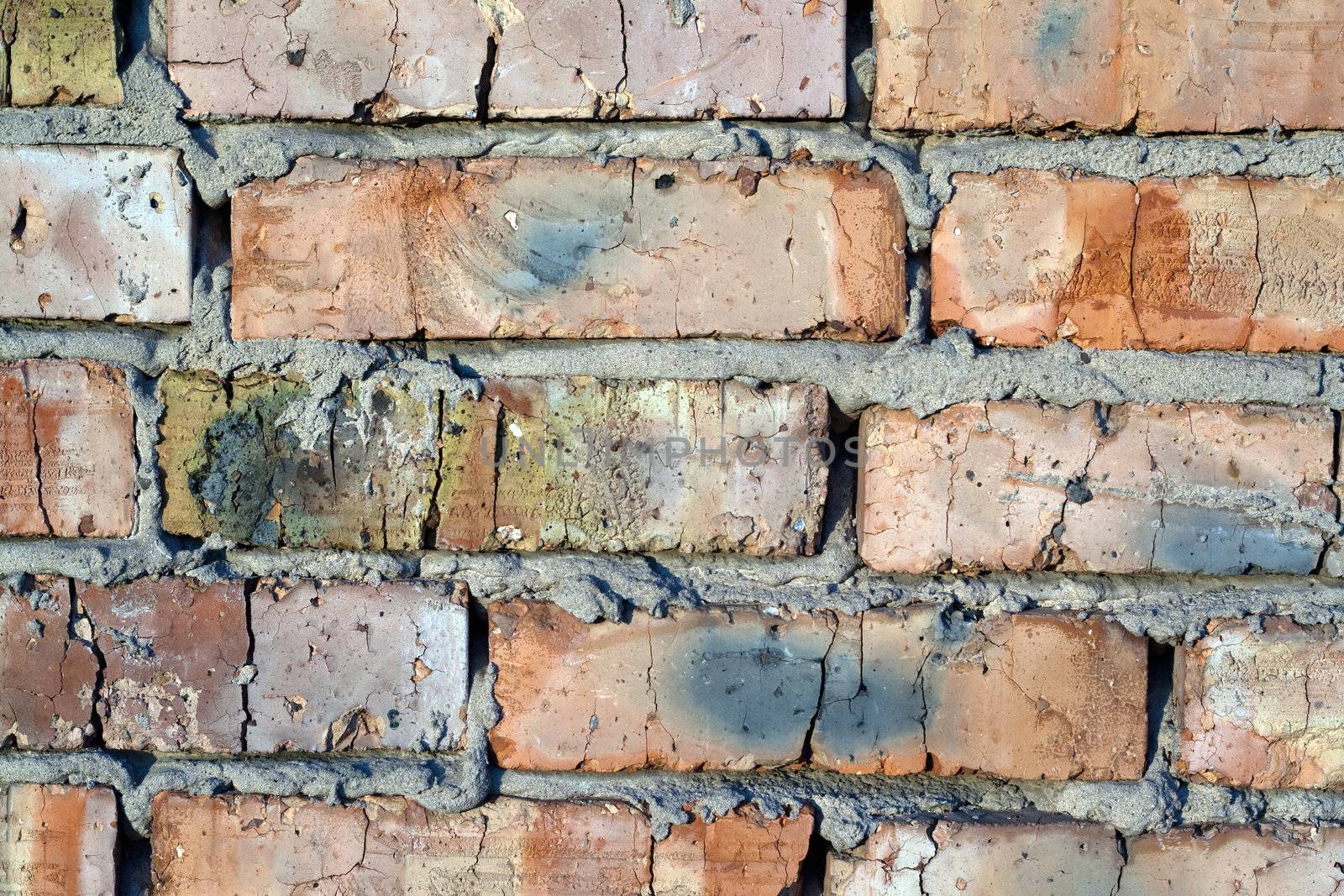 Old wall from a red brick. A texture