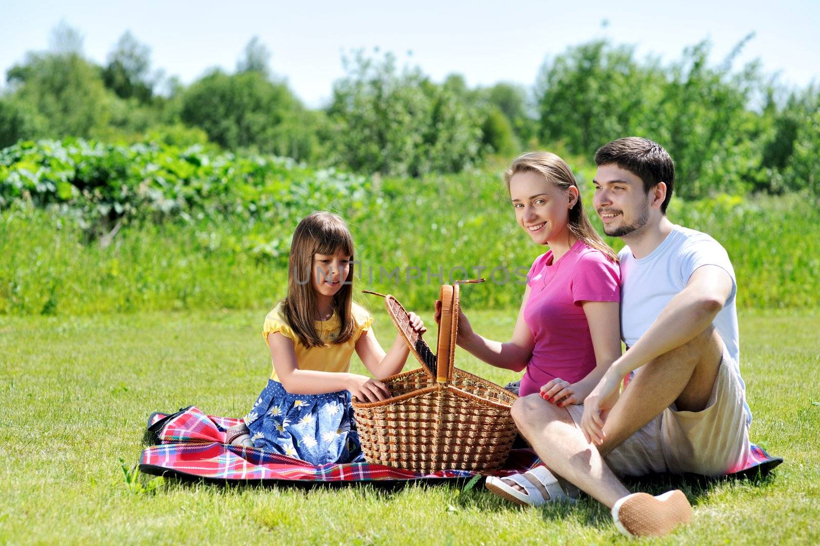 Family on picnic at sunny day