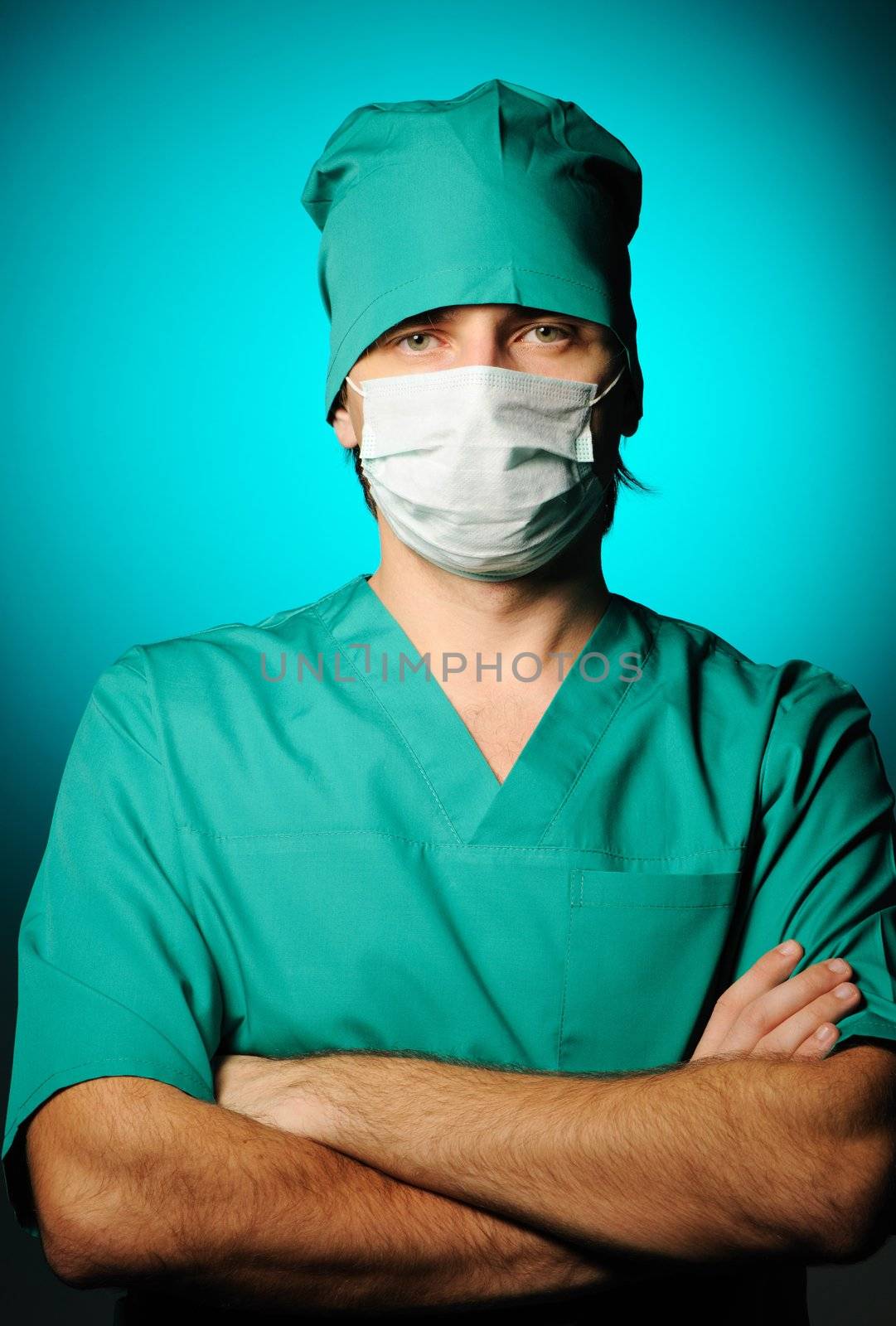 Surgeon in mask close-up portrait