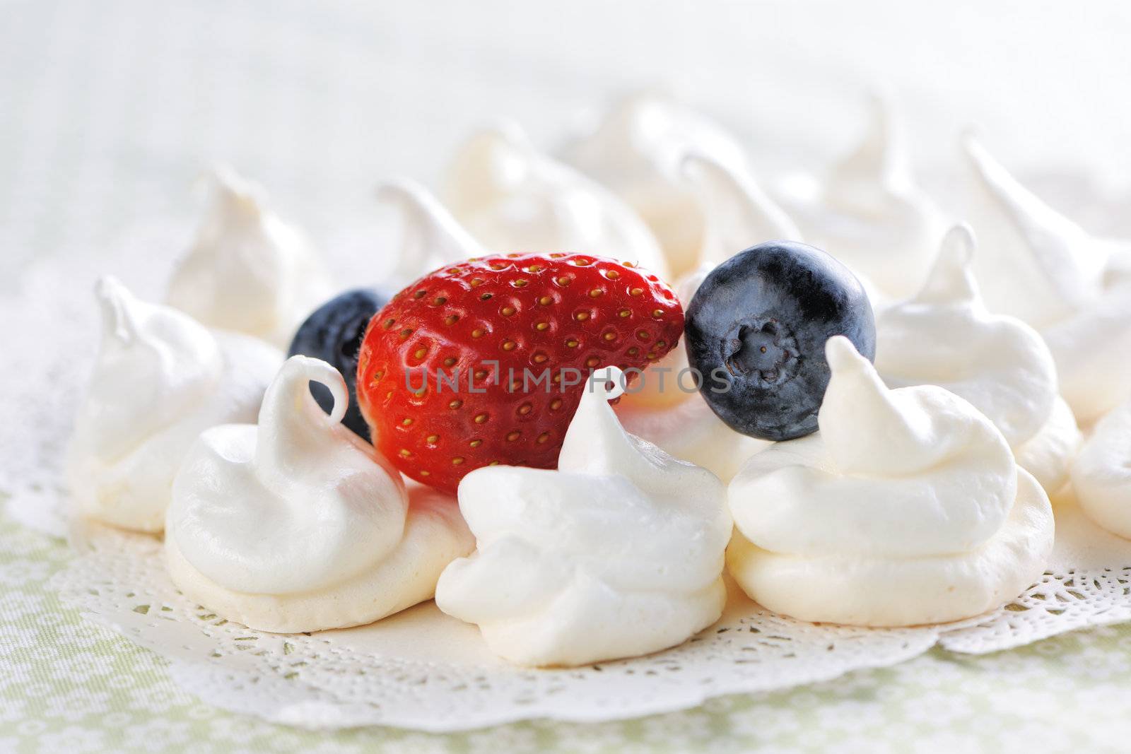 Cream meringues, delicious french dessert