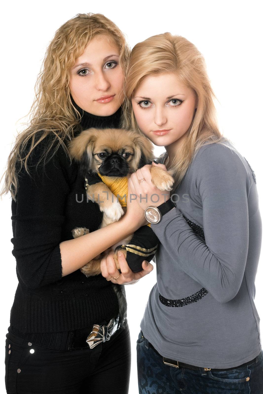two pretty young women with pekingese by acidgrey