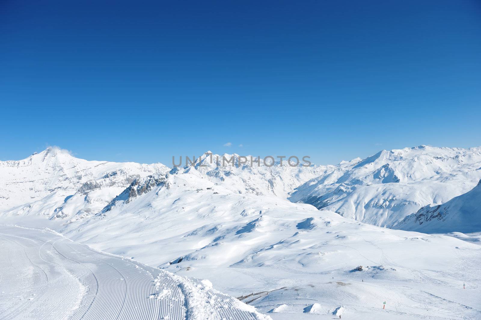 Mountains with snow in winter, Val-d'Isere, Alps, France