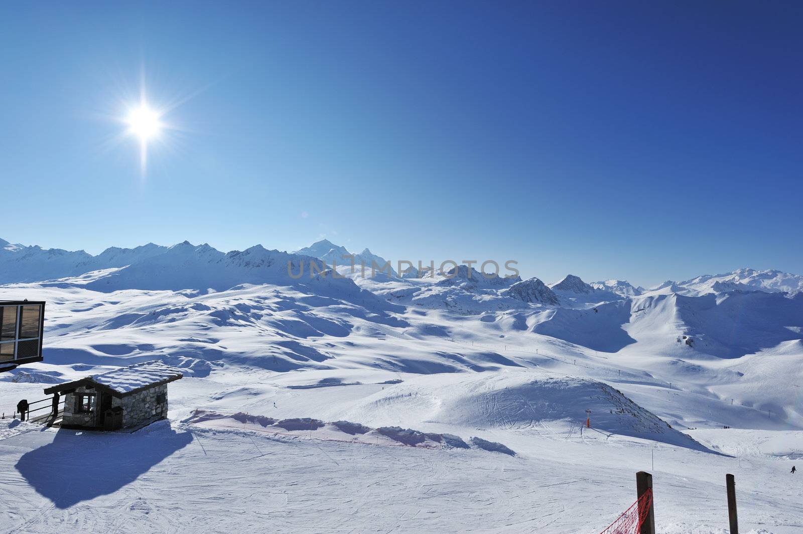Mountains with snow in winter, Val-d'Isere, Alps, France