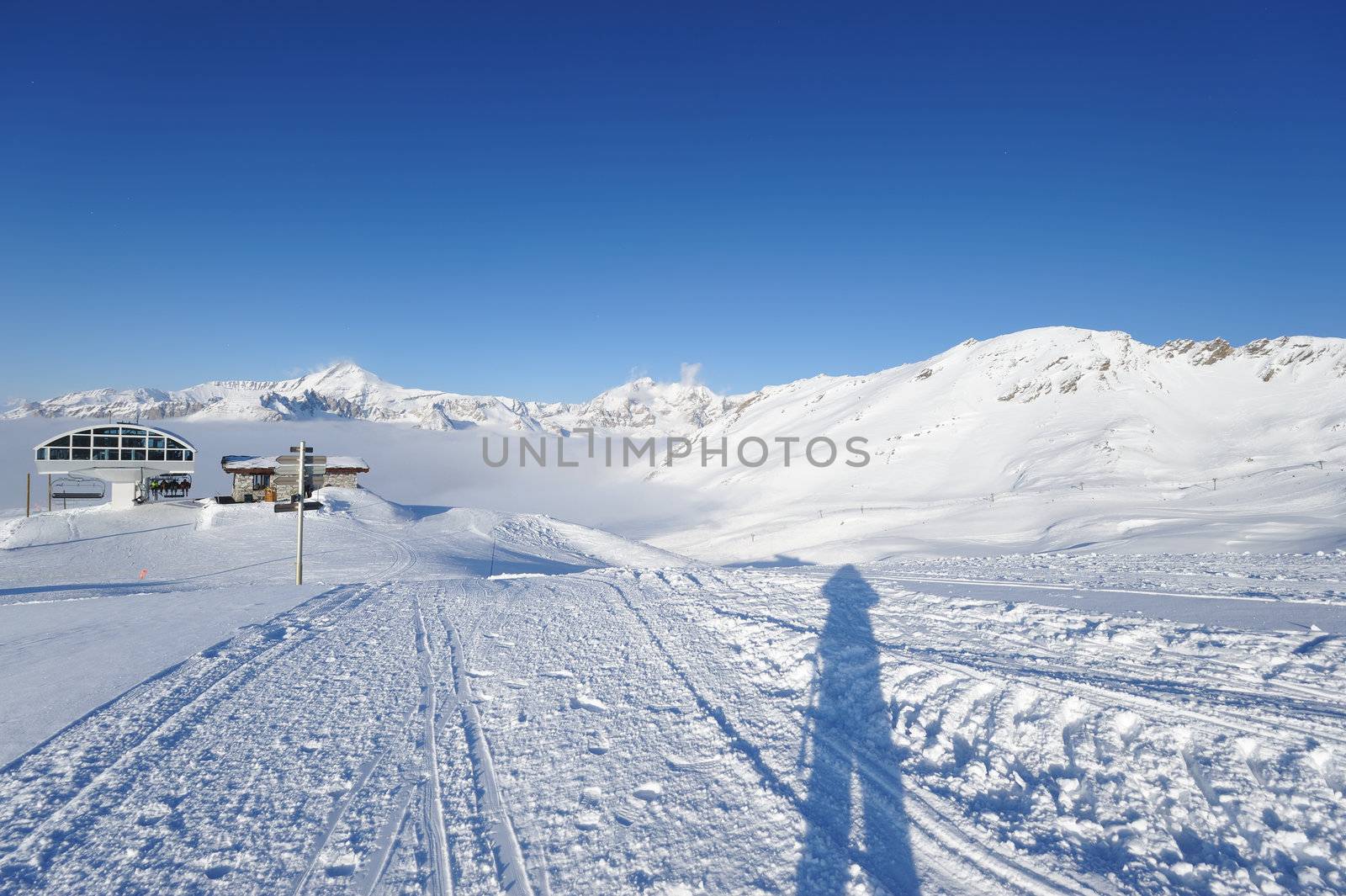 Mountains with snow in winter, Val-d'Isere, Alps, France