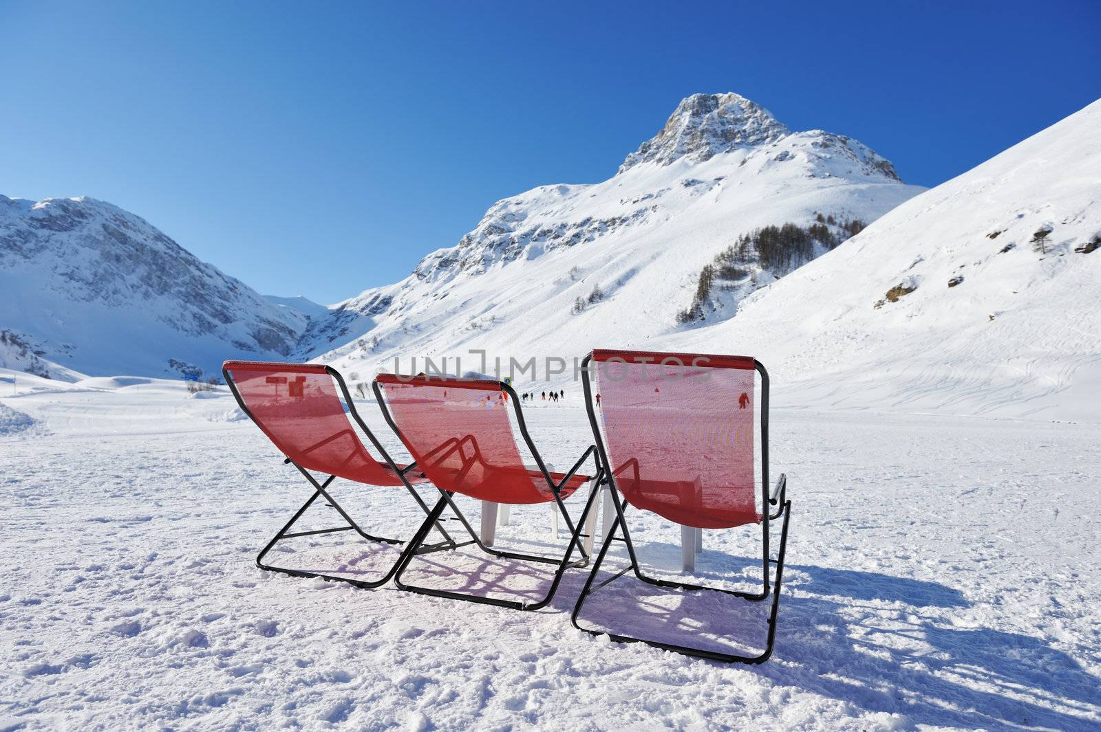 Mountains with snow in winter, Val-d'Isere, Alps, France