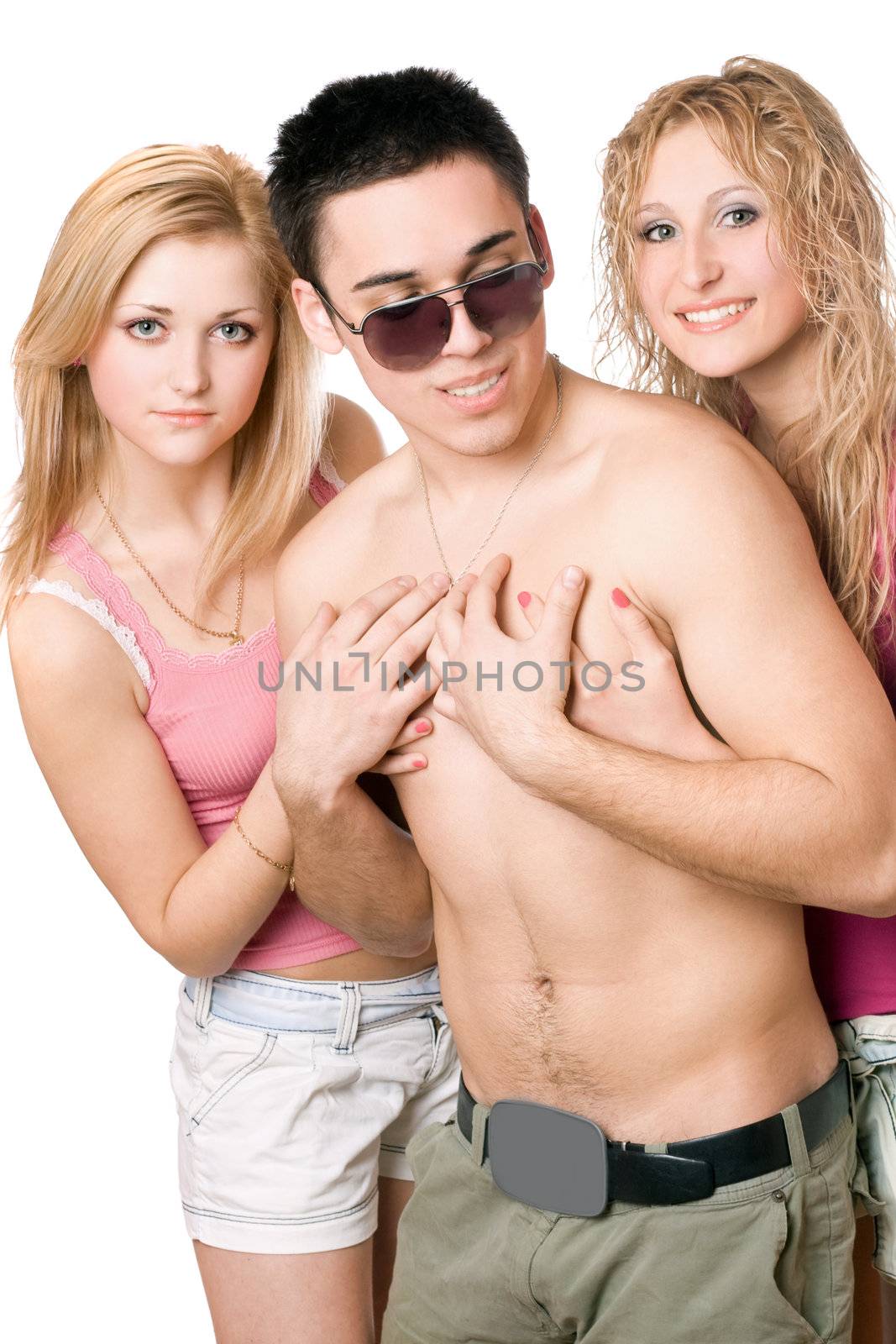 Two playful blonde women with young man by acidgrey