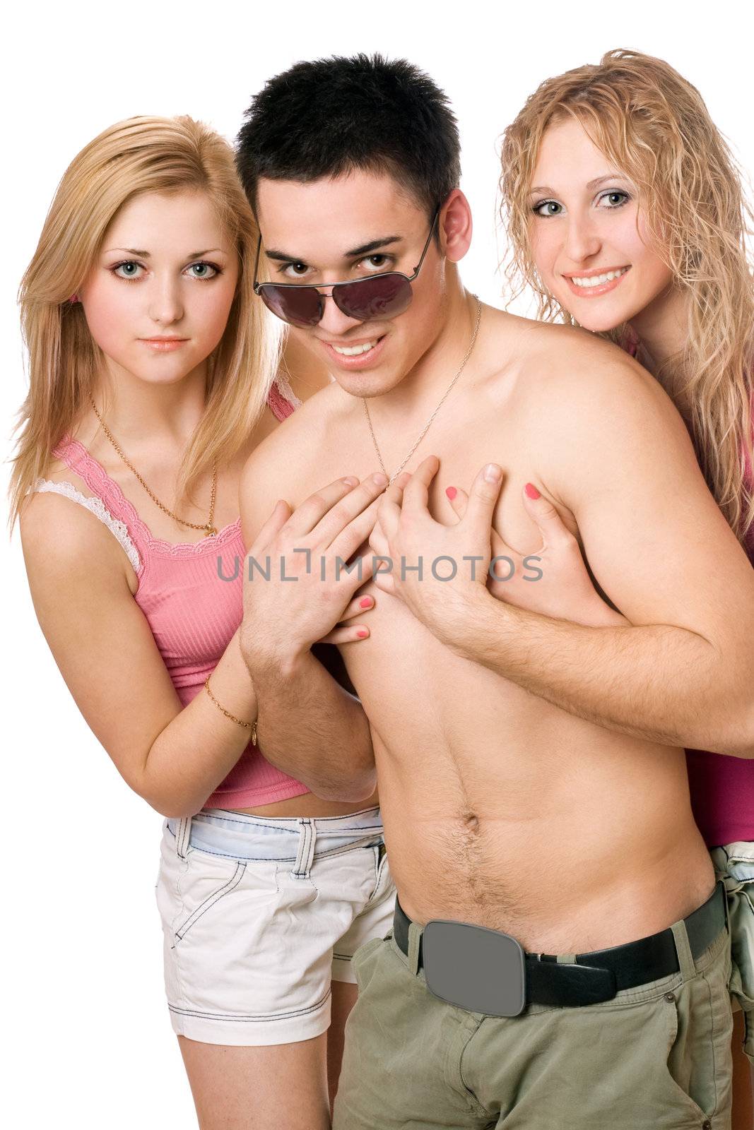 Two beautiful blonde women with young man by acidgrey