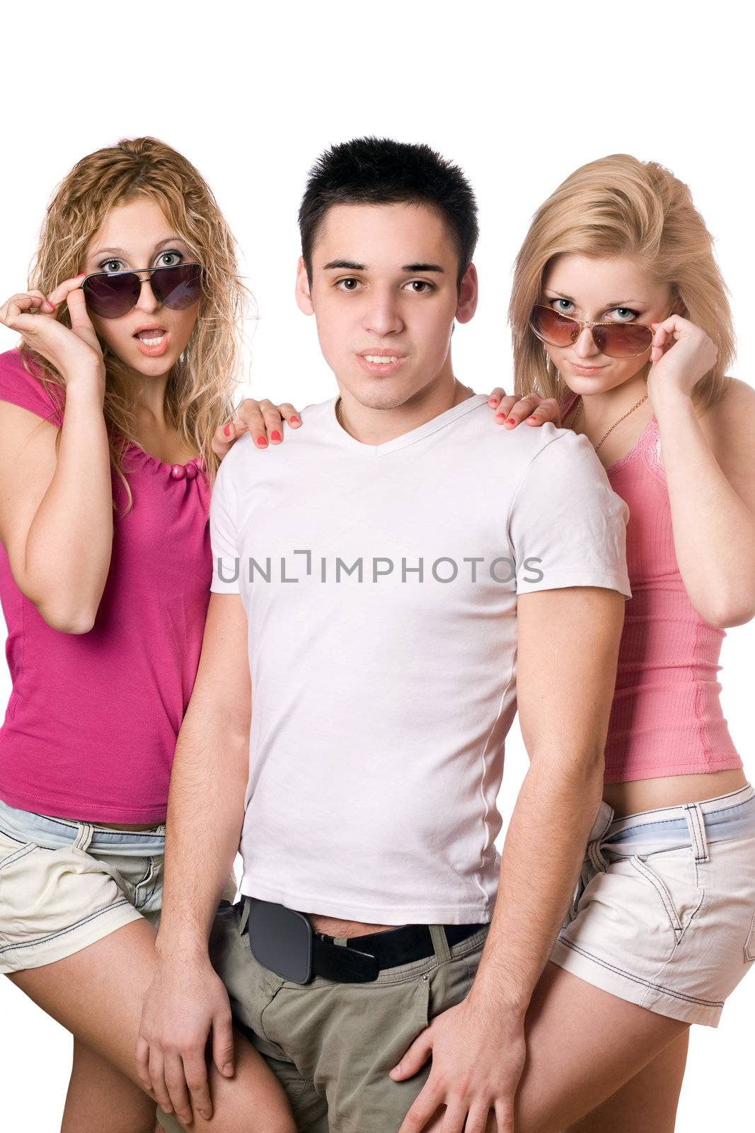 two sensual blonde women with handsome young man by acidgrey