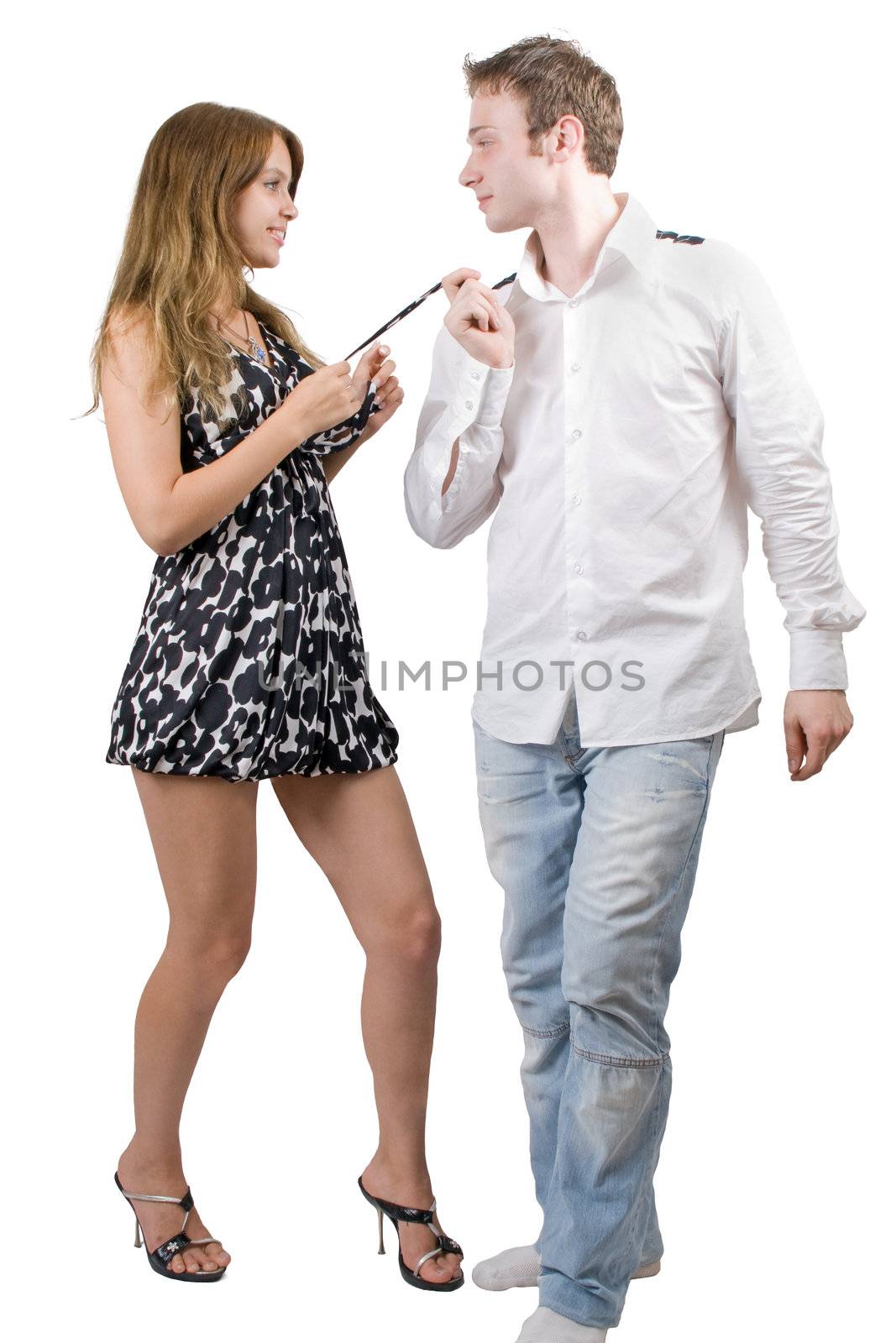 Young beauty couple. Isolated on white background 2