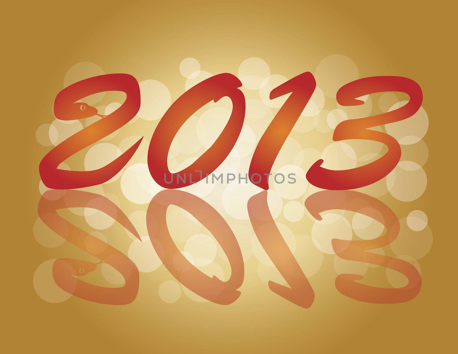 2013 Chinese New Year of the Snake Numbers Calligraphy Blurred Background Illustration