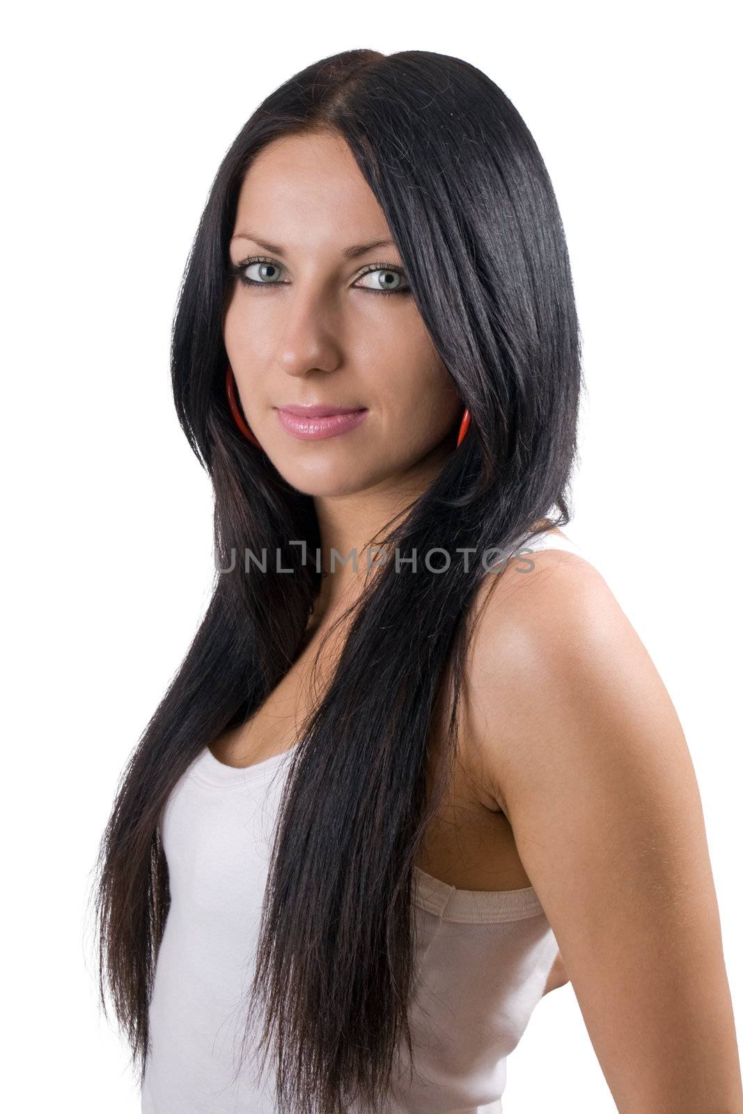 portrait of the beautiful young woman. Isolated on white