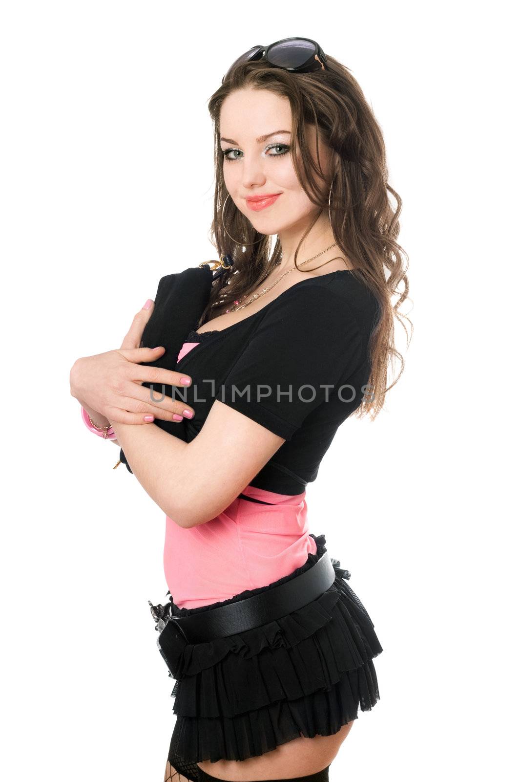 Portrait of smiling beautiful young woman. Isolated