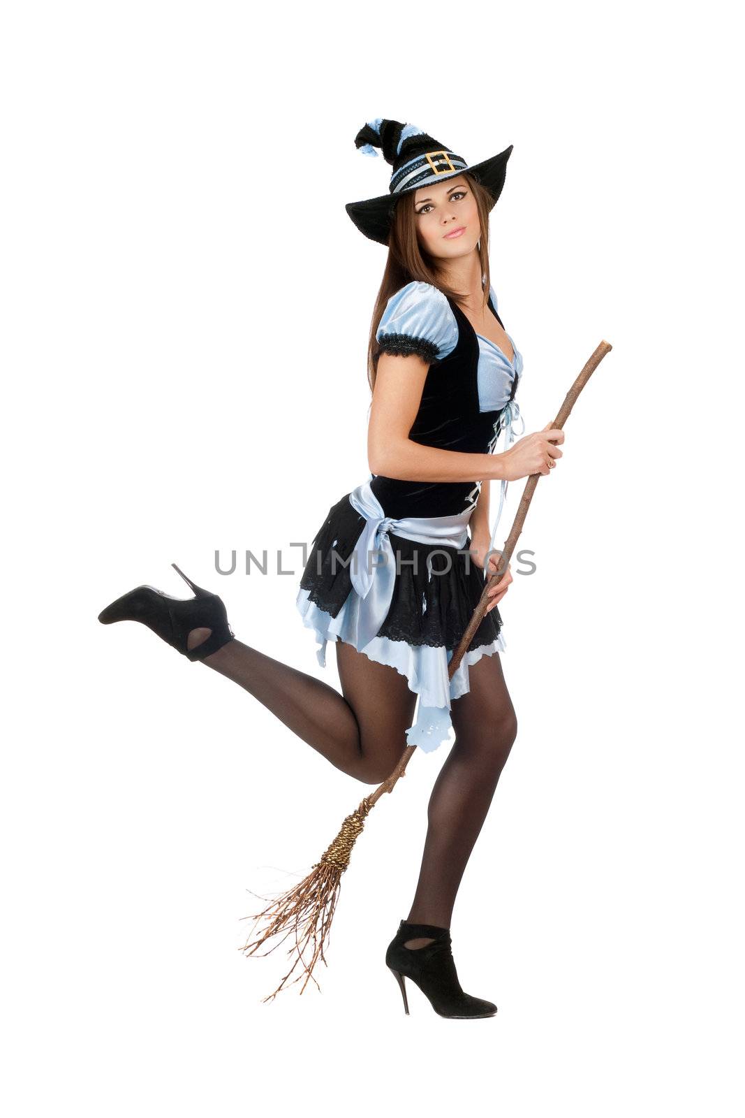 Playful young woman with a besom by acidgrey