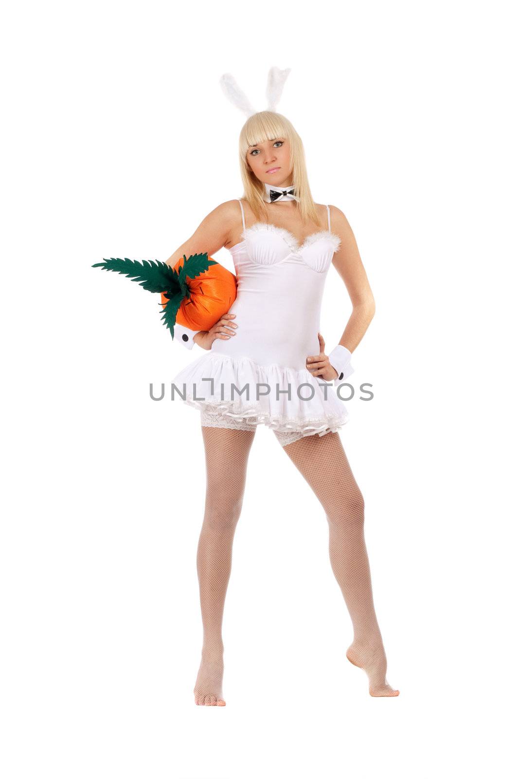 Charming sexy young blonde with a carrot