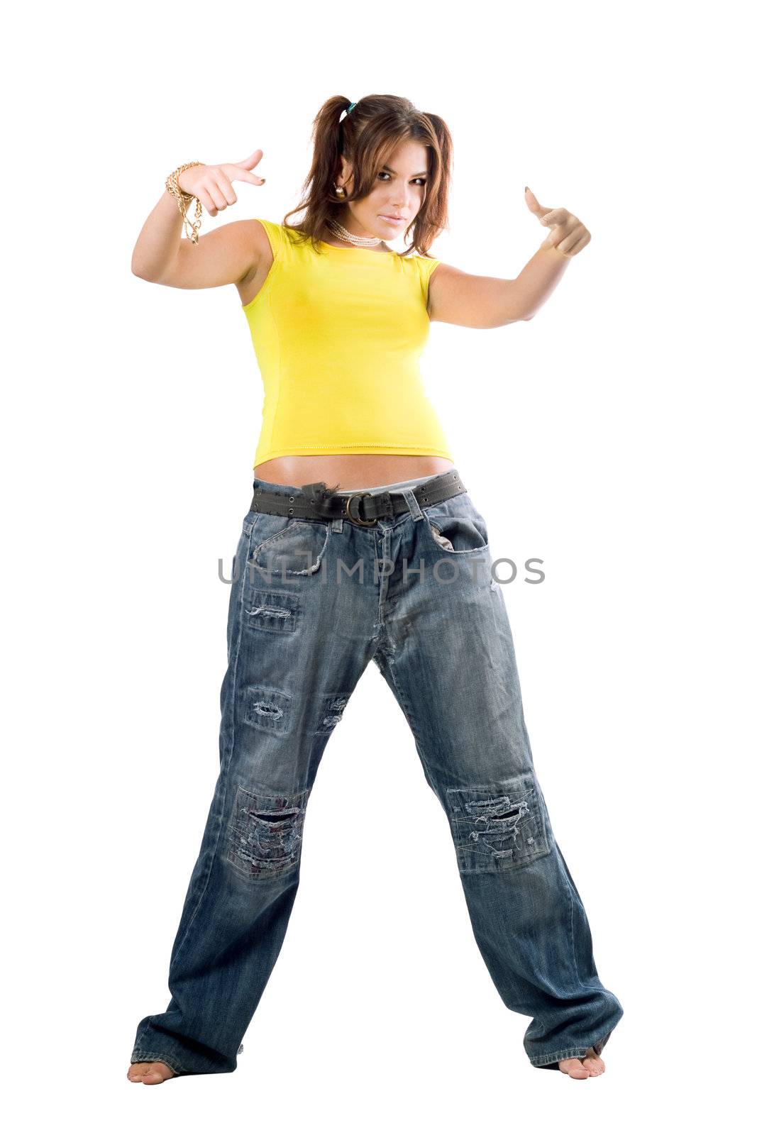 Young modern dancer. Isolated on white background