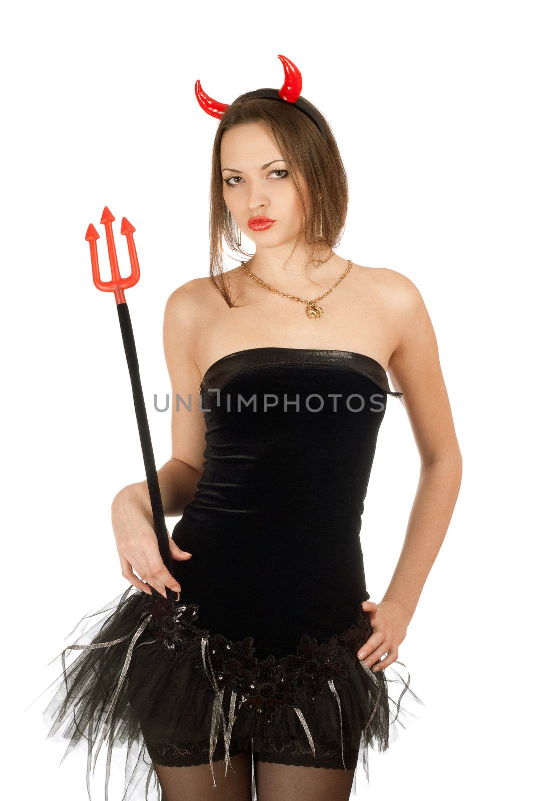 Attractive girl is wearing a sexy devil costume