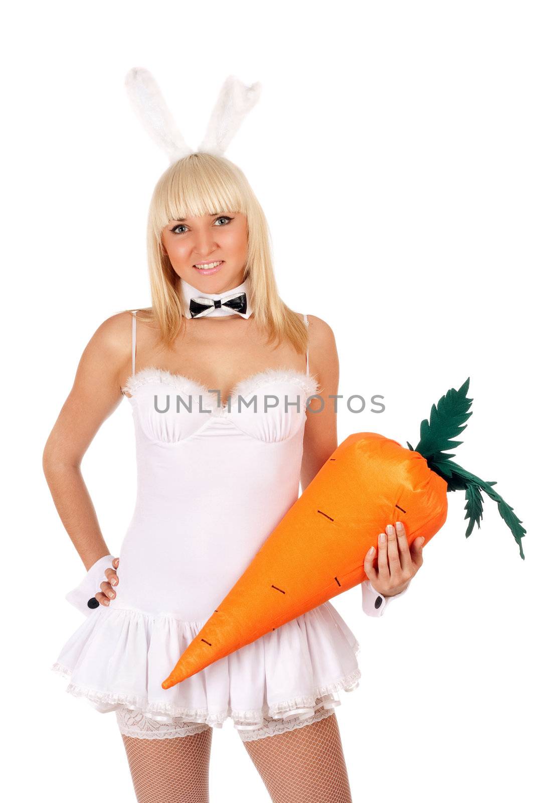 Portrait of attractive sexy young blonde with a carrot