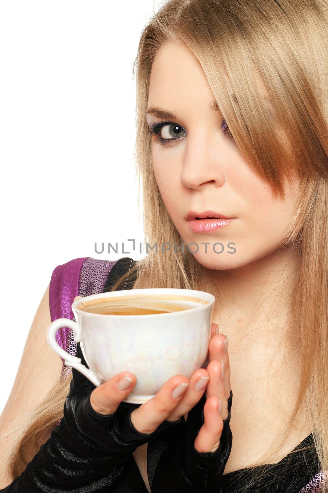 Attractive young blonde with a cup of tea by acidgrey