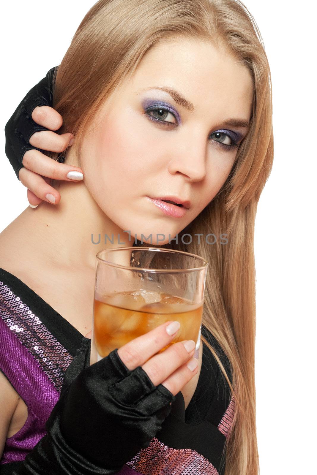 Beautiful young blonde with a glass by acidgrey