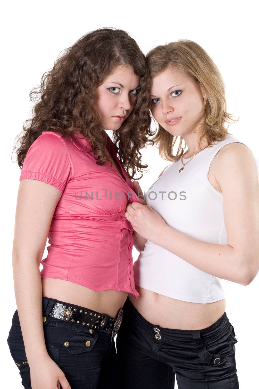 Two beauty young women. Isolated.