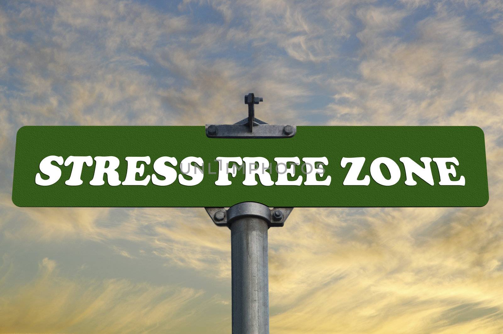 Stress free zone road sign 