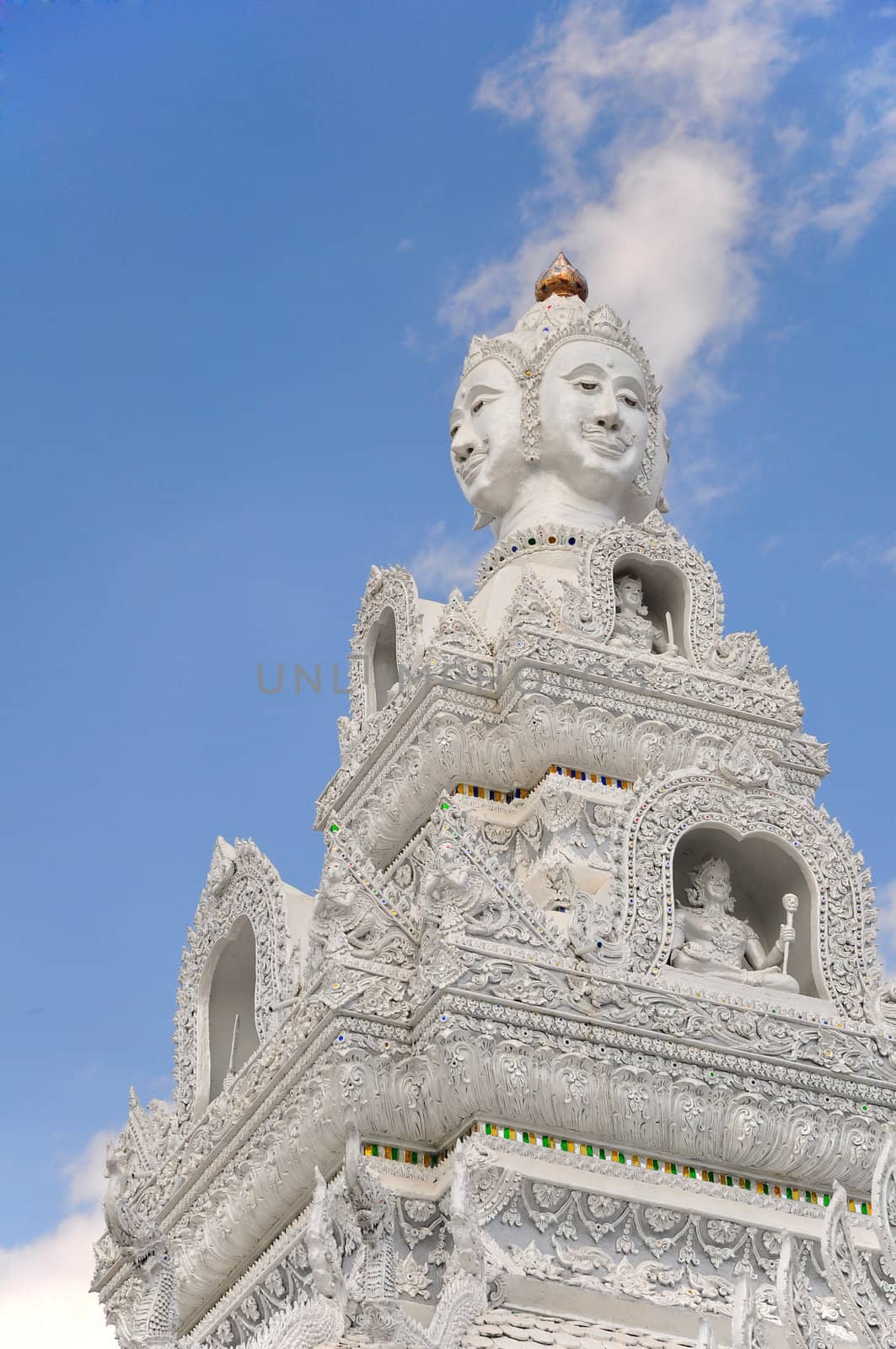 decoration on roof top at city pillar shrine of Nan district Thailand