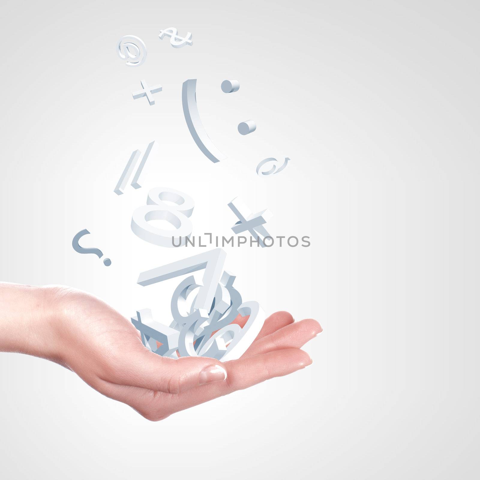 Human hand holding money on white background