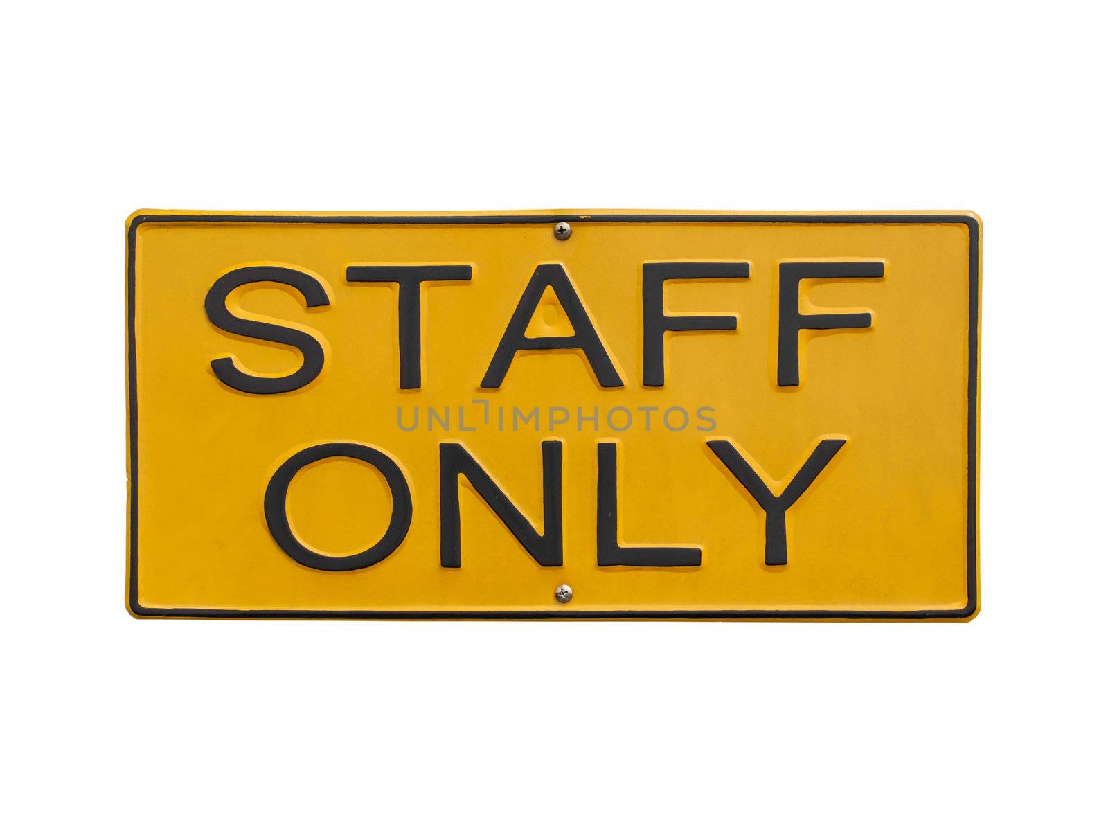 staff only sign on white