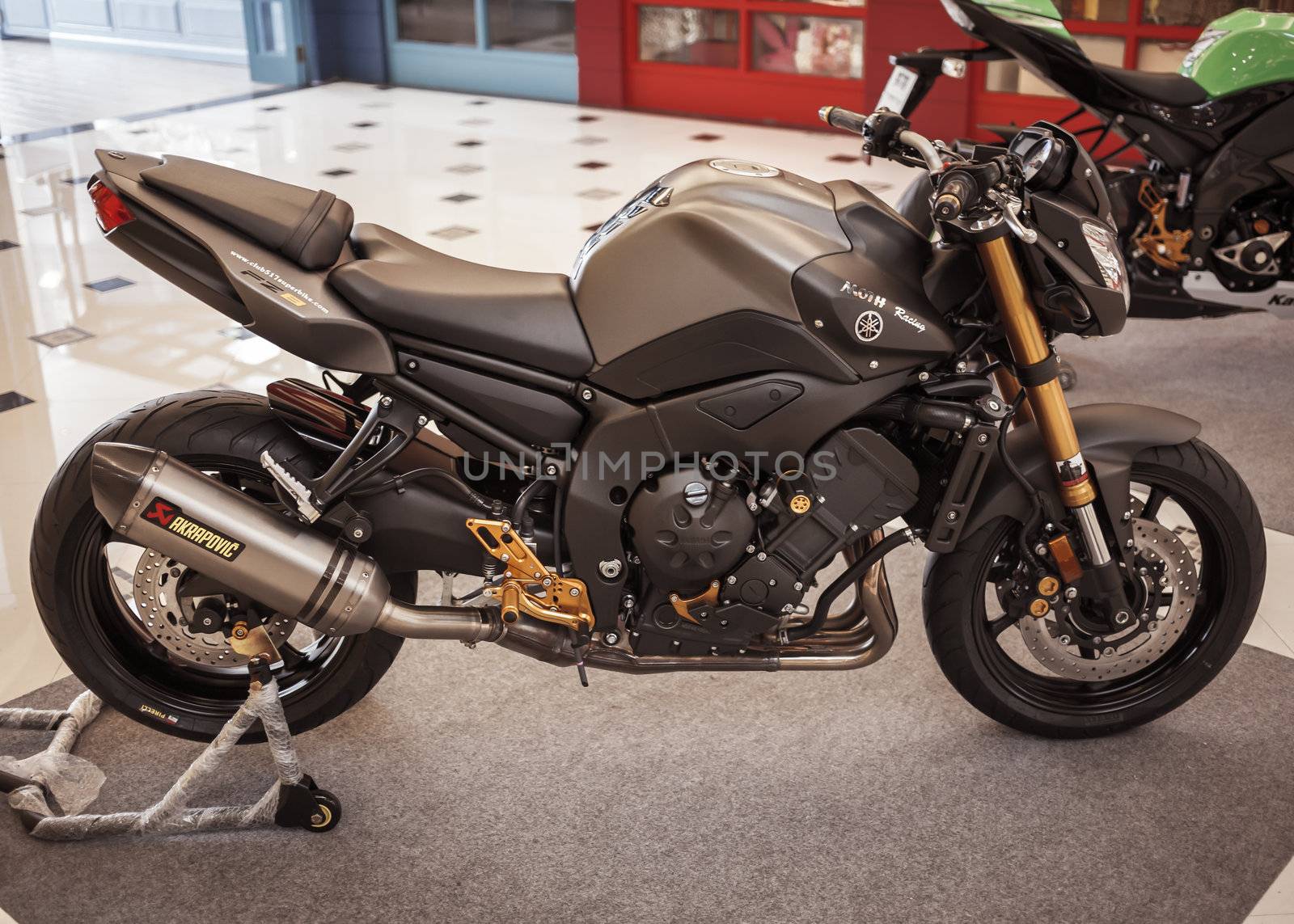BANGKOK - SEPTEMBER 22: Yamaha FZ8 on display at the Promenade Bigbike Show on September 22, 2012 in Bangkok, Thailand