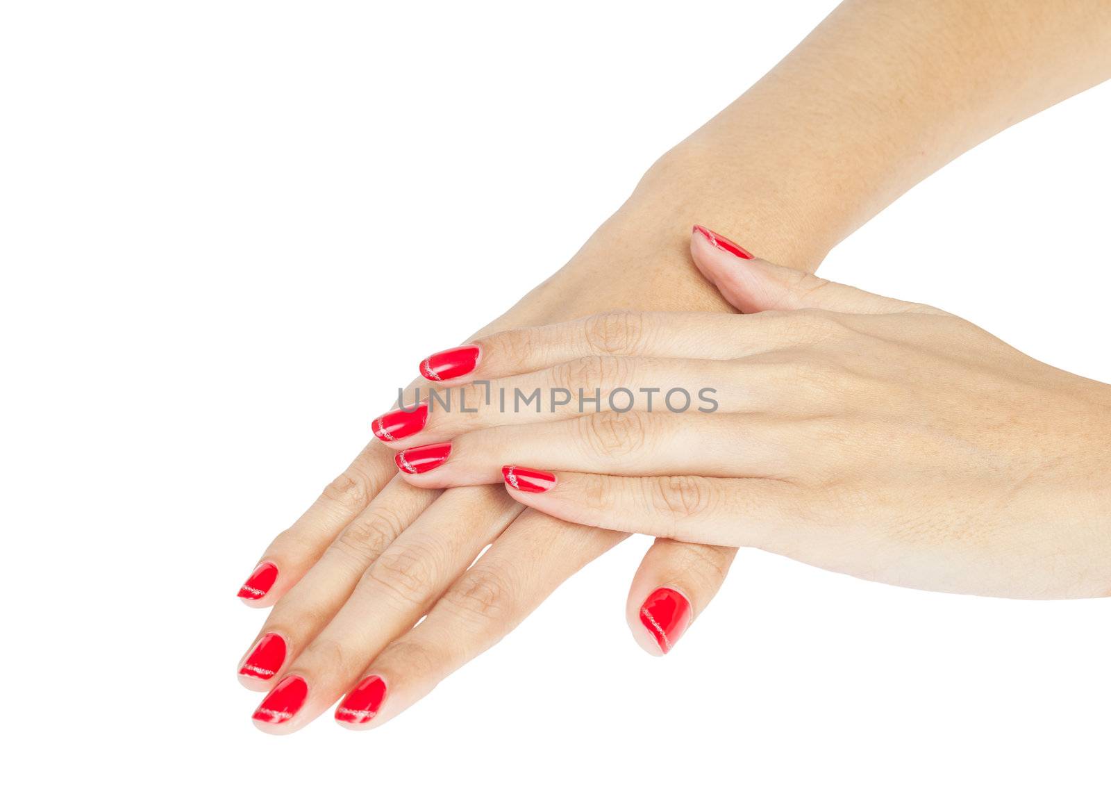 Women hands with nail manicure