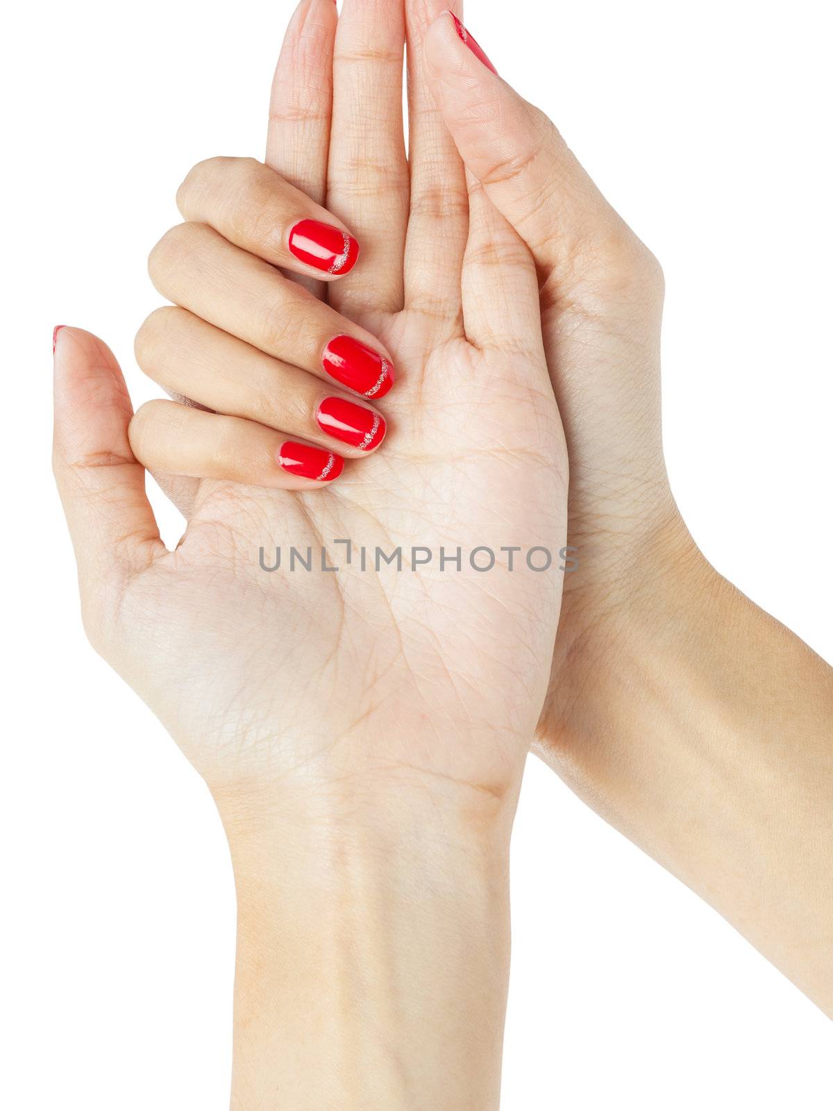 Women hands with nail manicure