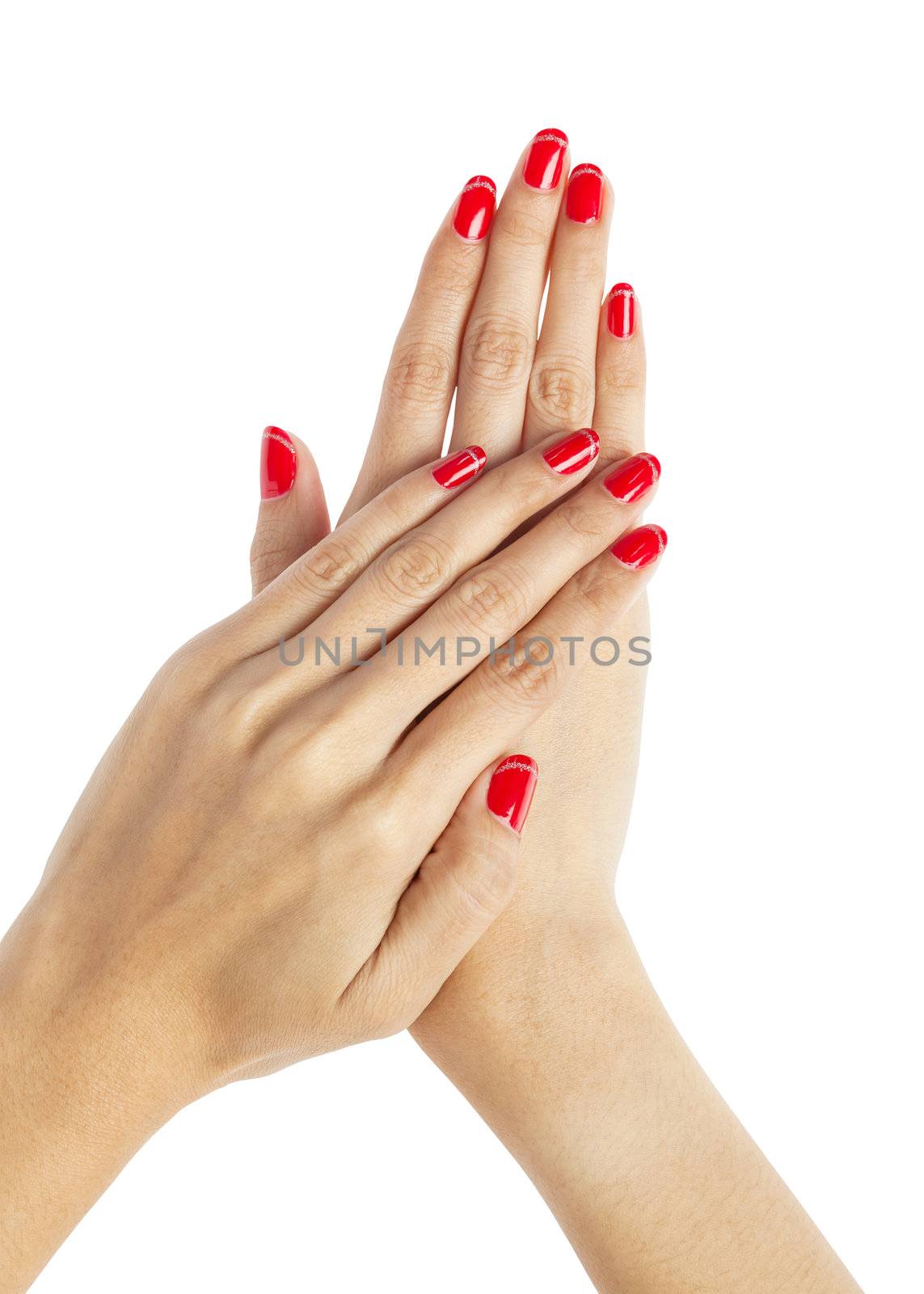 Women hands with nail manicure by FrameAngel