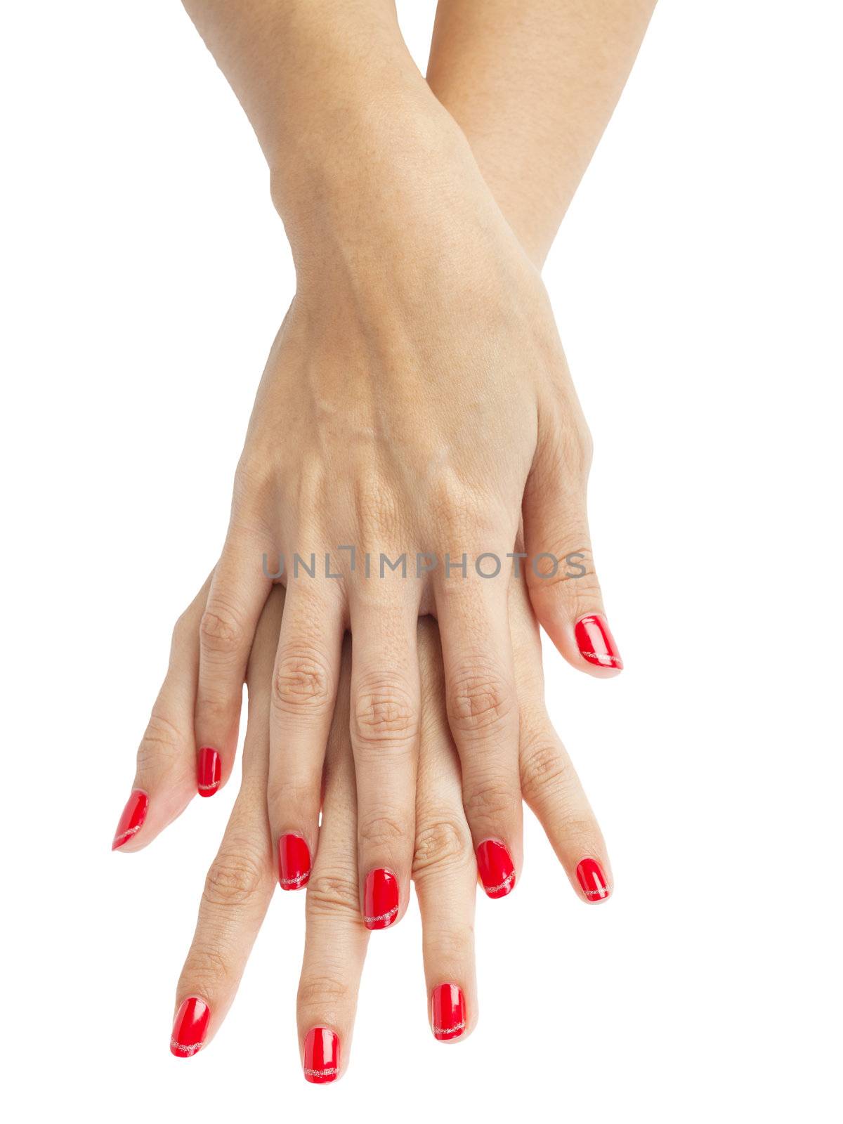 Women hands with nail manicure