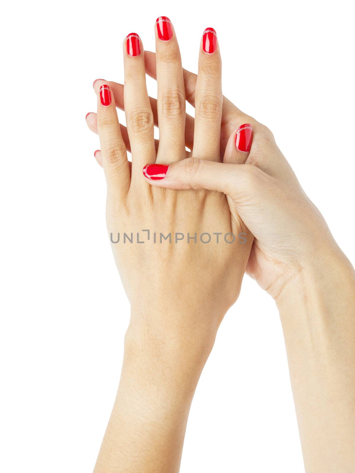 Women hands with nail manicure