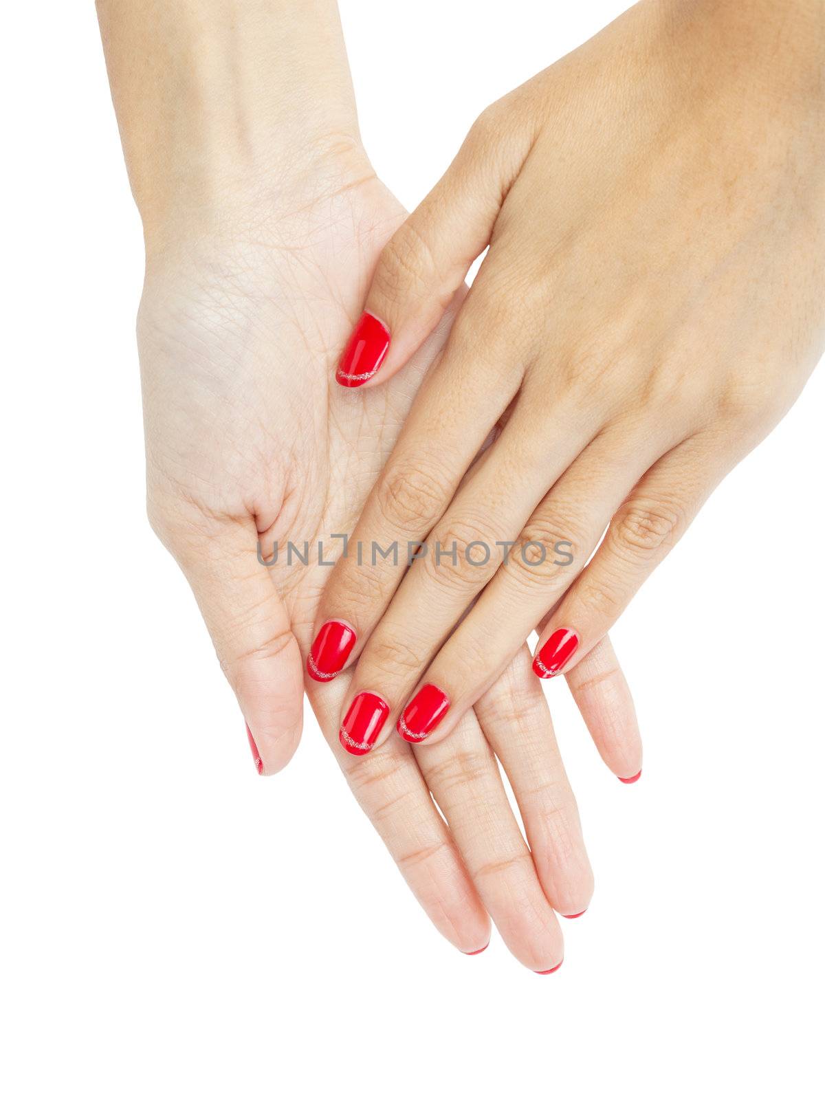 Women hands with nail manicure