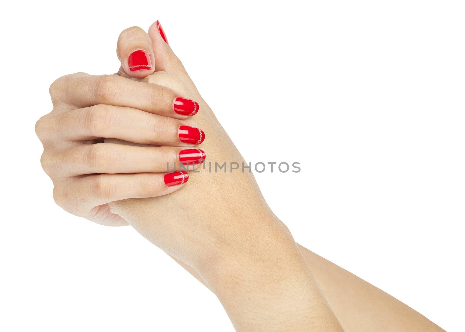Women hands with nail manicure