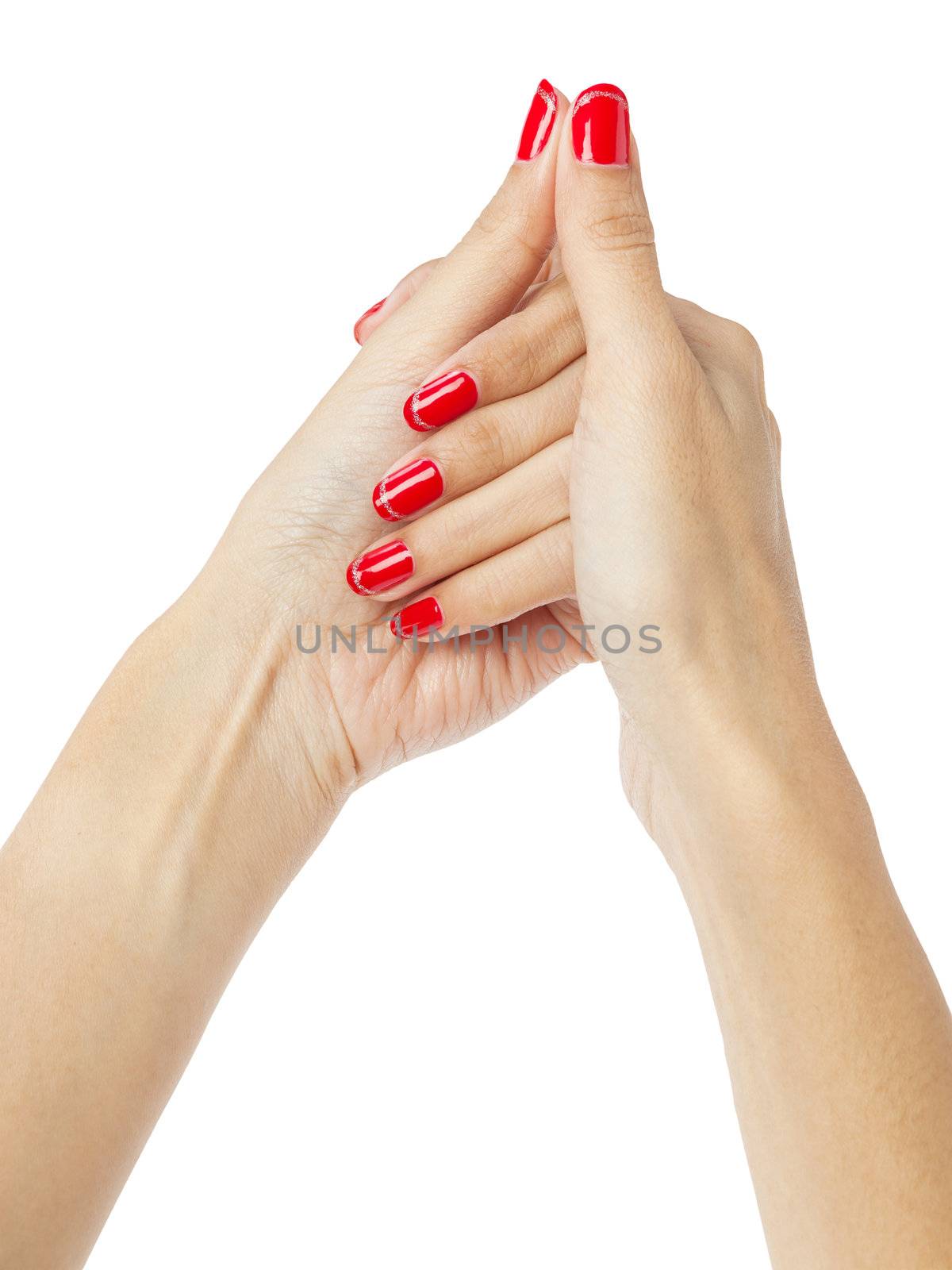 Women hands with nail manicure