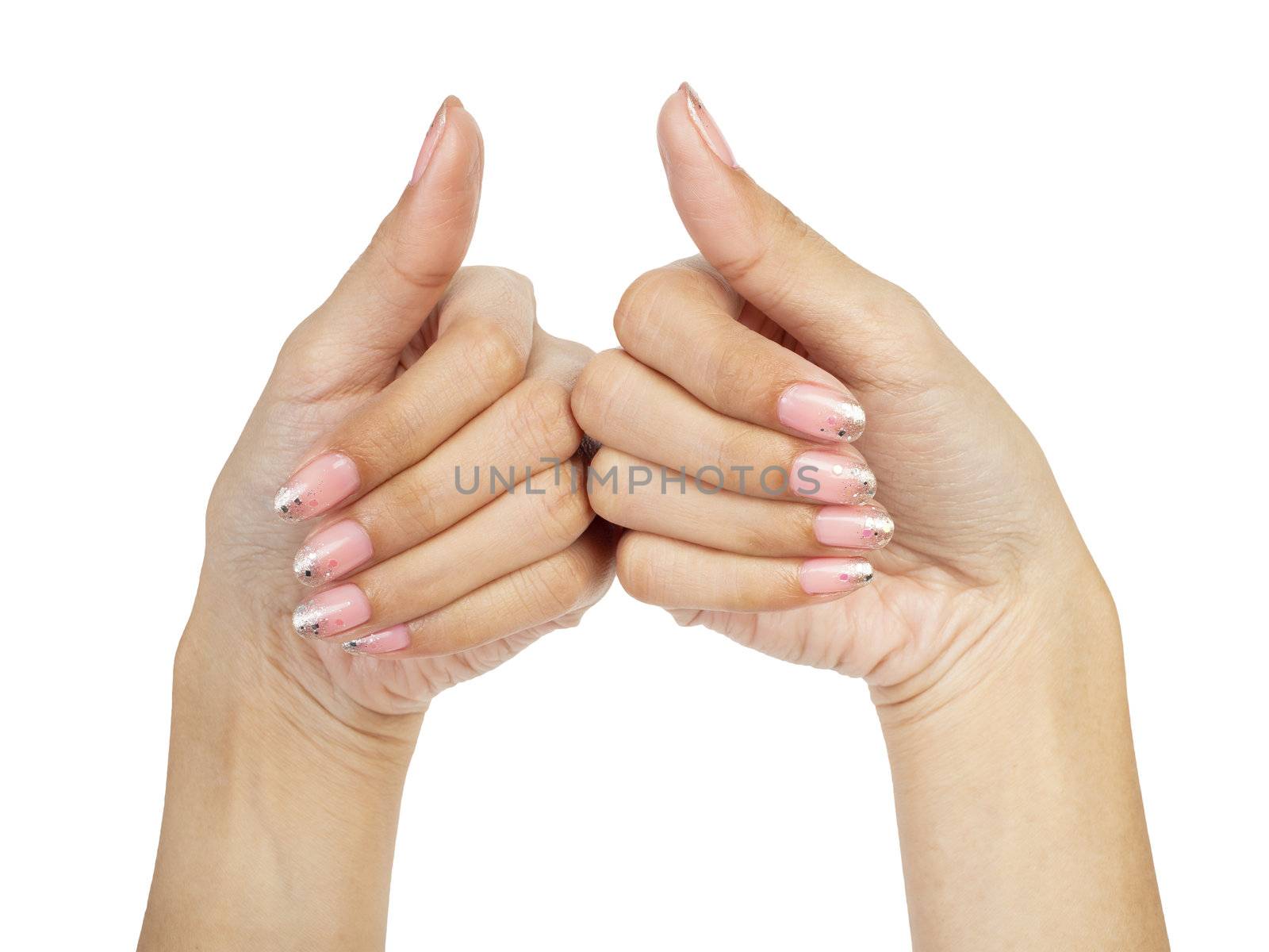 Women hands with nail manicure