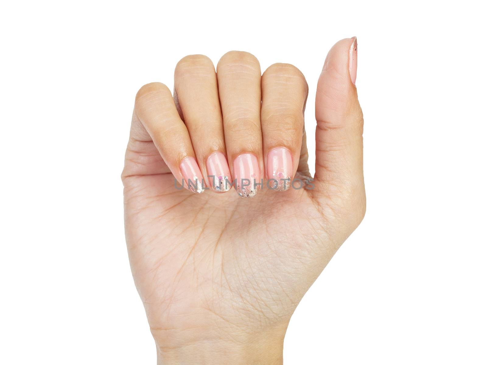 Women hands with nail manicure