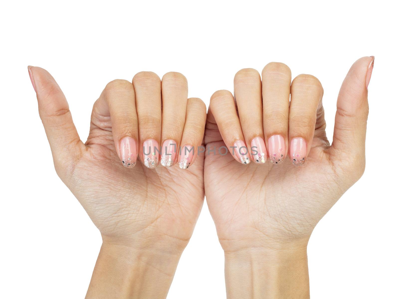 Women hands with nail manicure