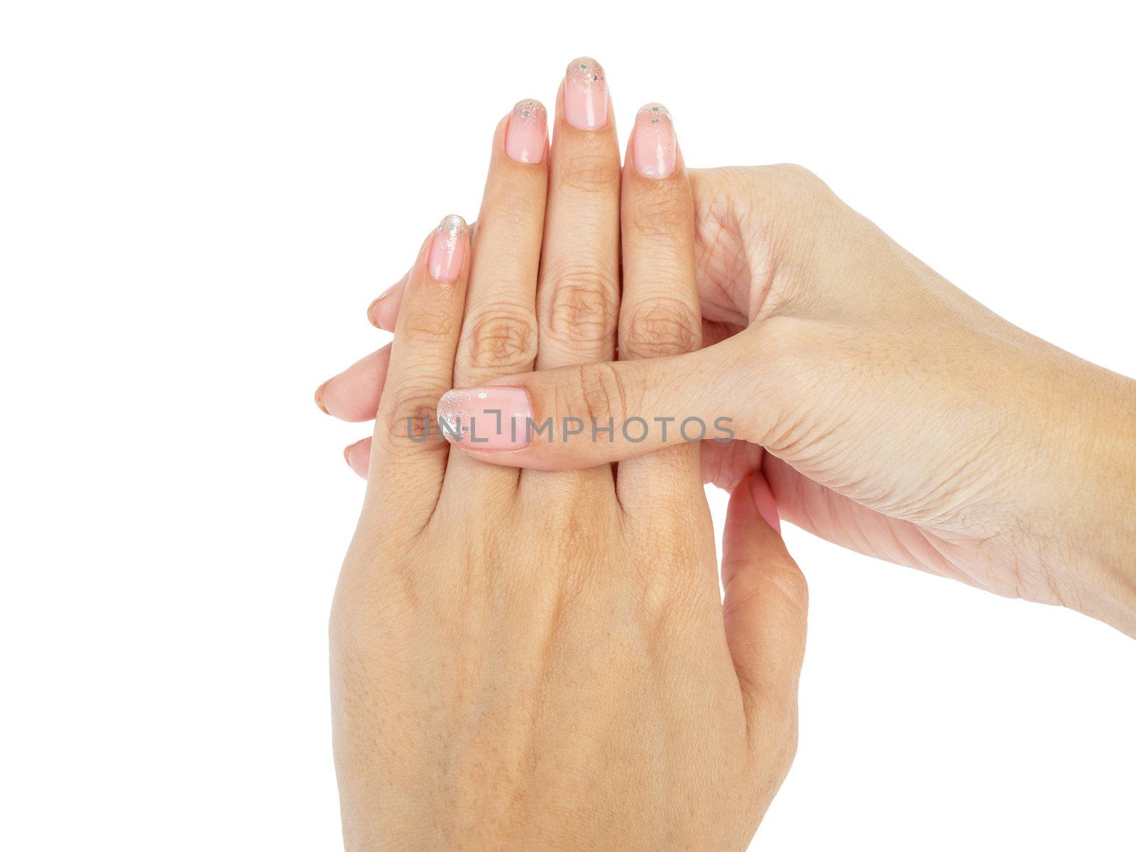 Women hands with nail manicure