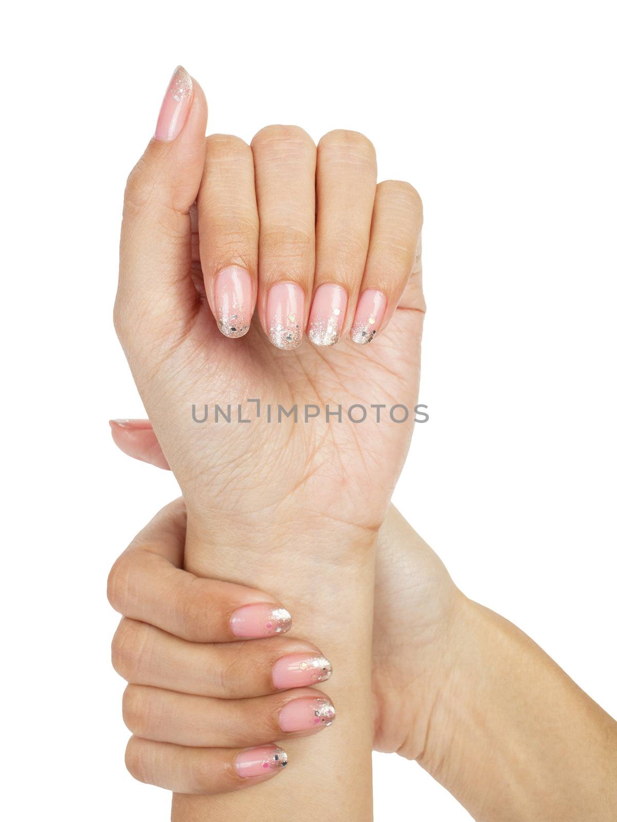 Women hands with nail manicure