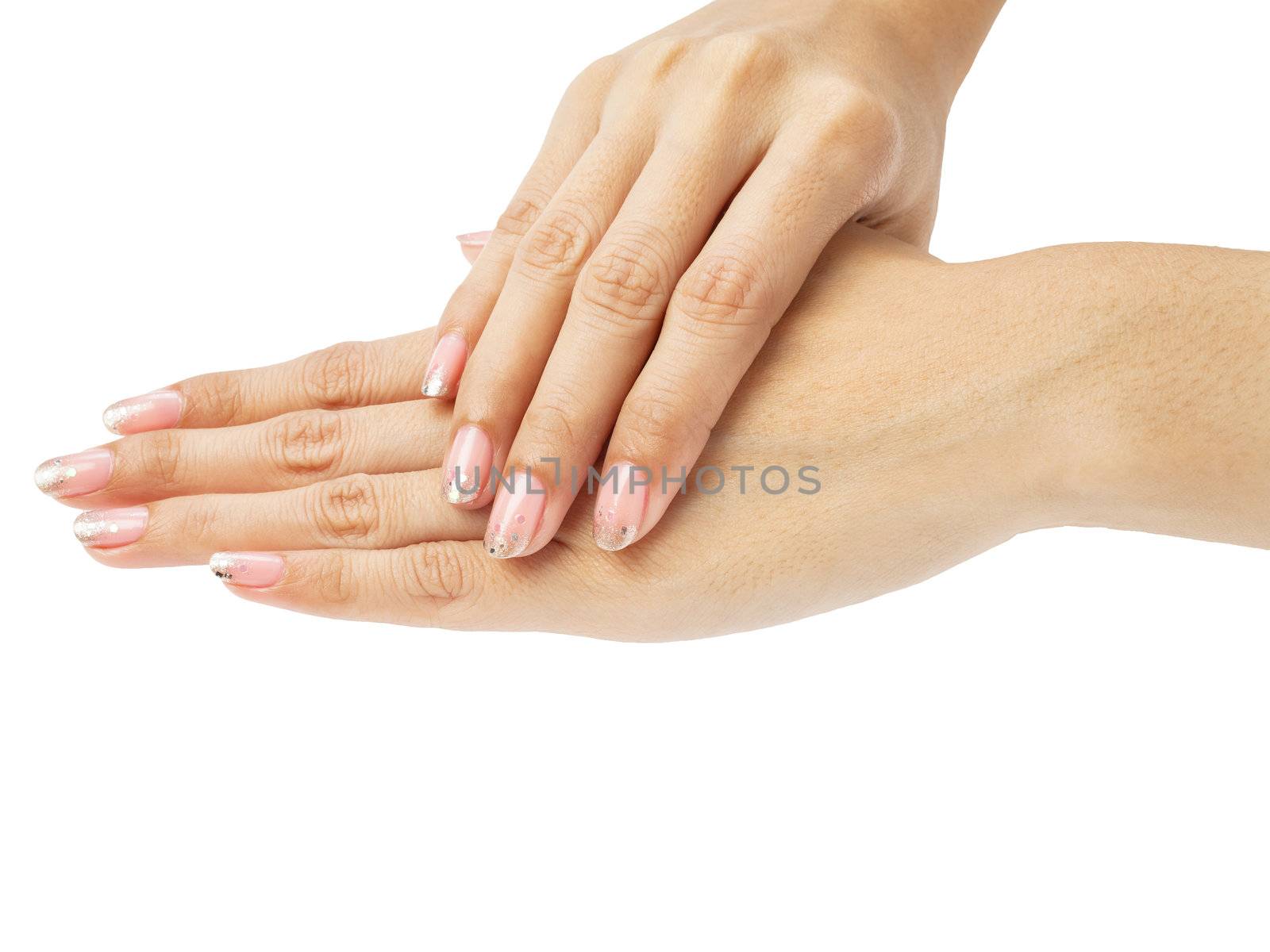 Women hands with nail manicure