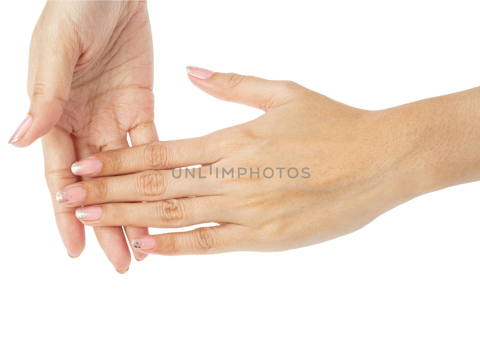 Women hands with nail manicure