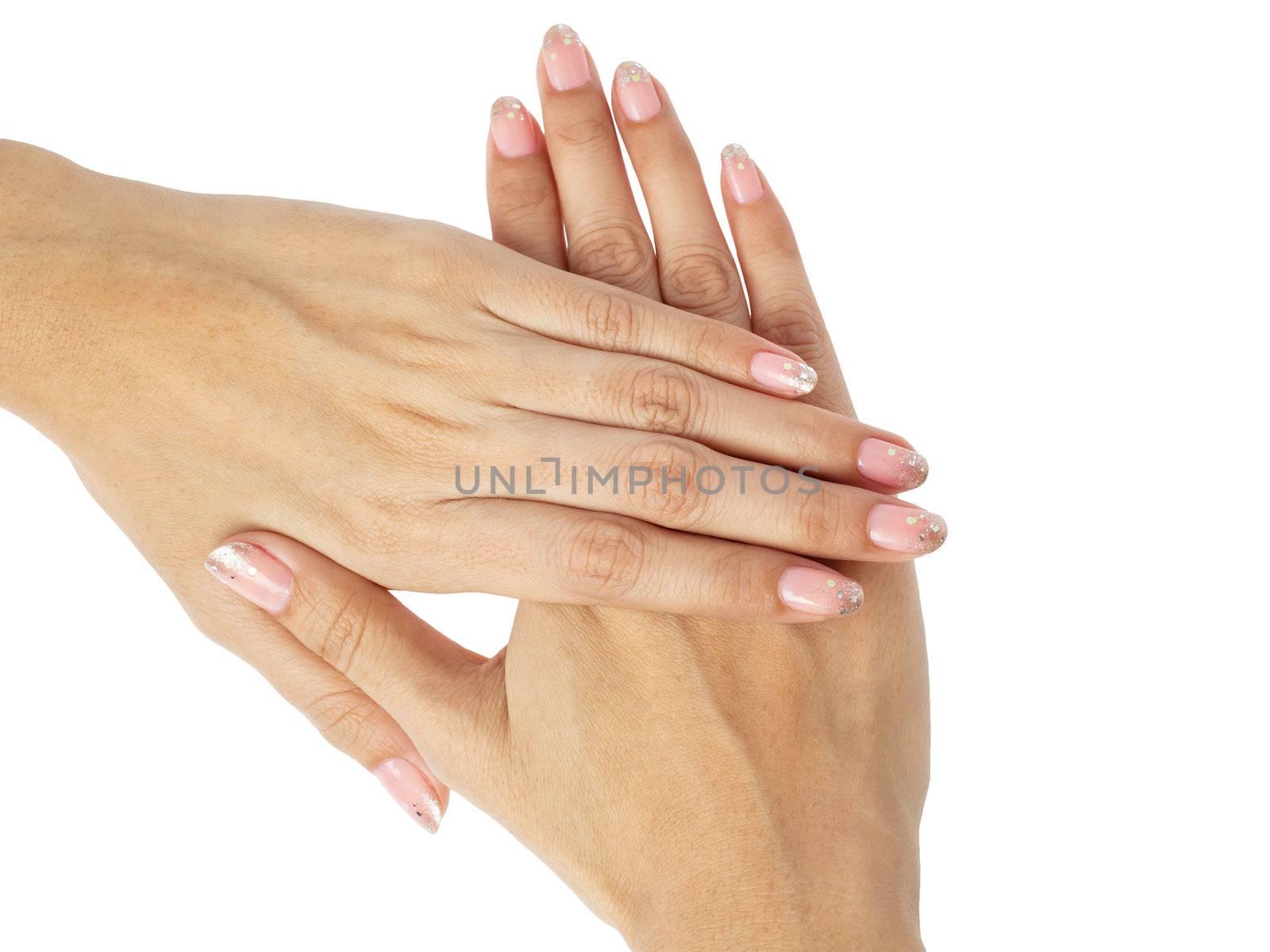 Women hands with nail manicure