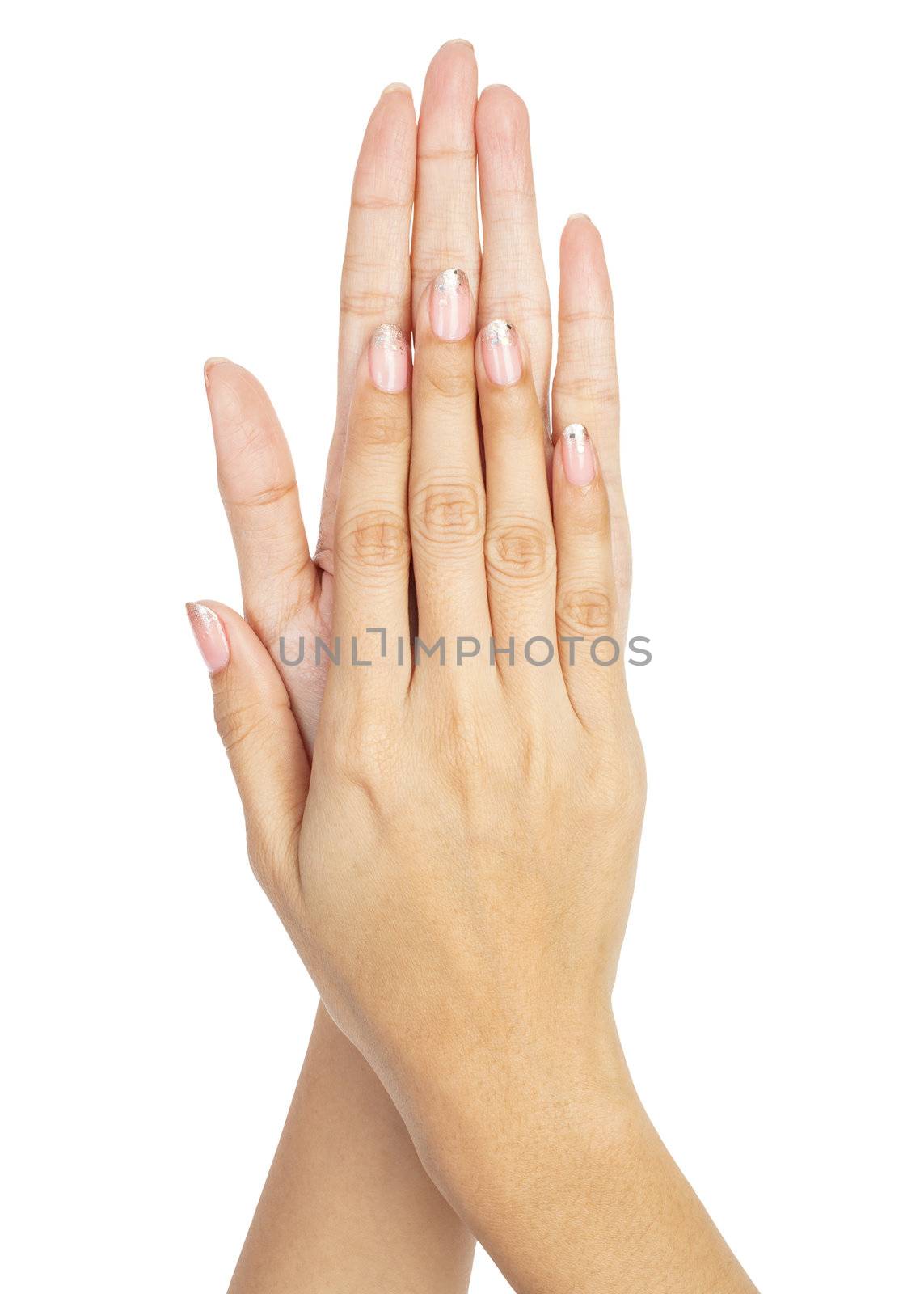 Women hands with nail manicure by FrameAngel